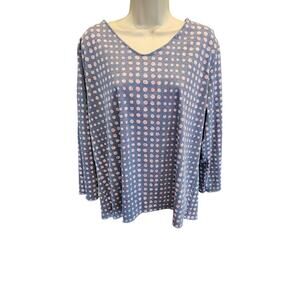 NWT REVERSIBLE Trisha Tyler polka dot watercolor double layer v neck sweater XXL